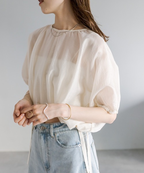 「mystic」 半袖ブラウス FREE アイボリー レディース_画像3