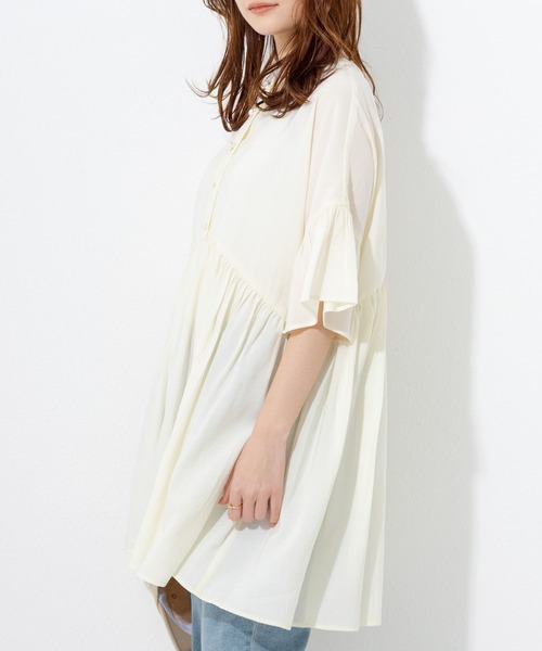 「LAVEANGE」 7分袖チュニック M オフホワイト レディース_画像4