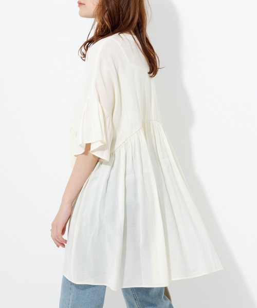 「LAVEANGE」 7分袖チュニック M オフホワイト レディース_画像5