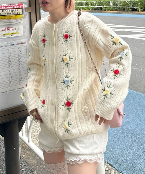Alley Tokyo カーディガン 古着っぽな花BIGカーデ レディース