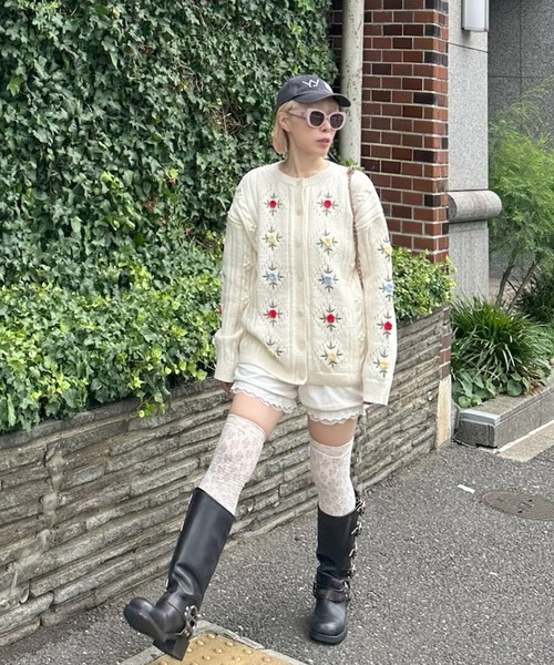 Alley Tokyo カーディガン 古着っぽな花BIGカーデ レディース