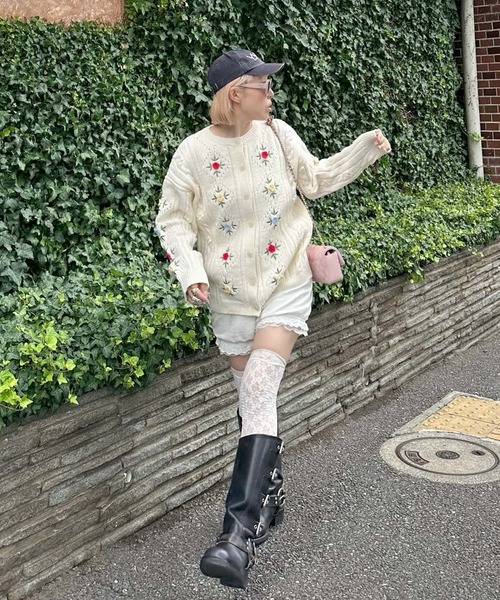 Alley Tokyo カーディガン 古着っぽな花BIGカーデ レディース