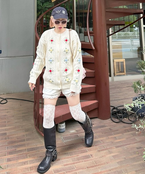 Alley Tokyo カーディガン 古着っぽな花BIGカーデ レディース