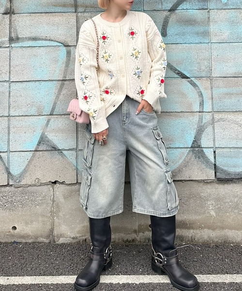 Alley Tokyo カーディガン 古着っぽな花BIGカーデ レディース