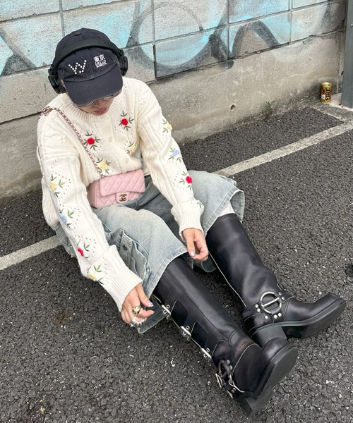 Alley Tokyo カーディガン 古着っぽな花BIGカーデ レディース