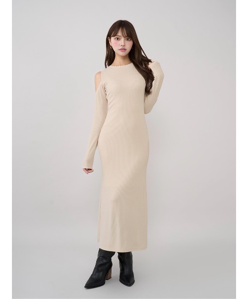 ダーリッチ ワンピース ファーワンピース オフショルファーニットロングワンピース – Darich