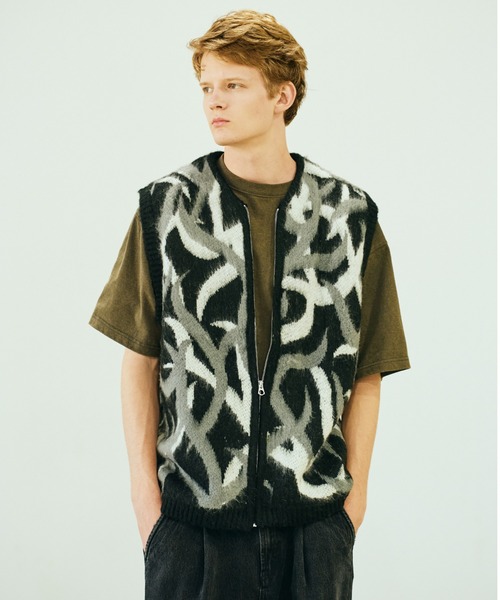TOWNCRAFT（タウンクラフト） ベスト ジレ SHAGGY PATTERN ZIP VEST