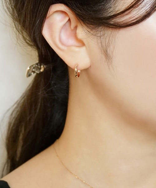 TAKE-UP ピアス 「WEB限定商品」K18/K10 ヒシカットフープピアス