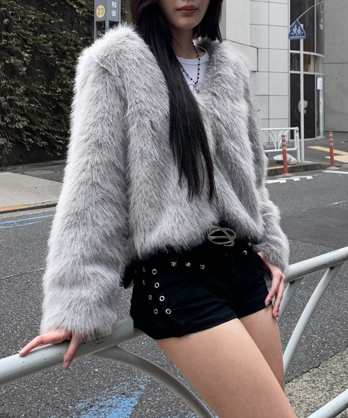 lilful コート アウター ベーシック ノーカラーデザイン フェイク