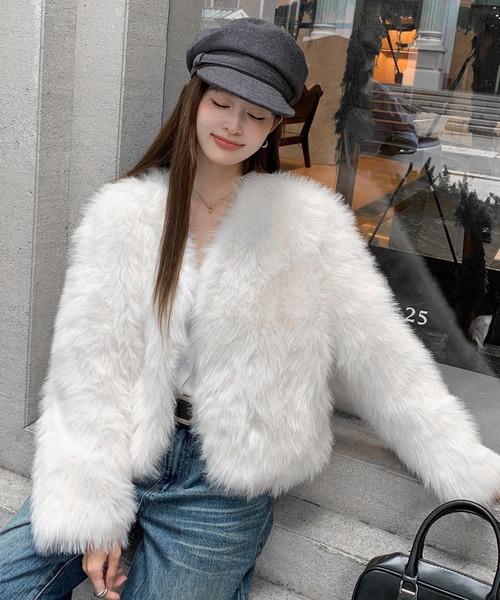 lilful コート アウター ベーシック ノーカラーデザイン フェイク