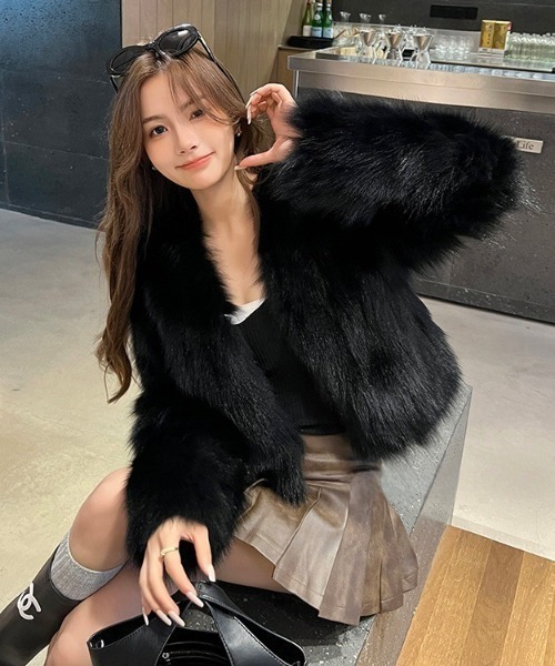 lilful コート アウター ベーシック ノーカラーデザイン フェイク