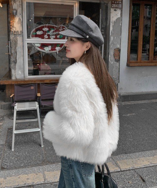lilful コート アウター ベーシック ノーカラーデザイン フェイク