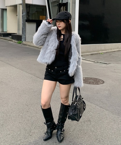 lilful コート アウター ベーシック ノーカラーデザイン フェイク