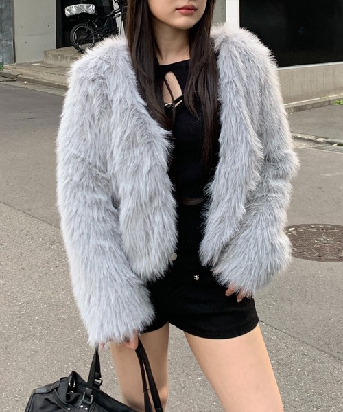 lilful コート アウター ベーシック ノーカラーデザイン フェイク