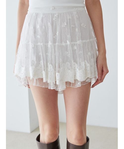 SNIDEL（スナイデル） パンツ チュールエンブロイダリースカショーパン