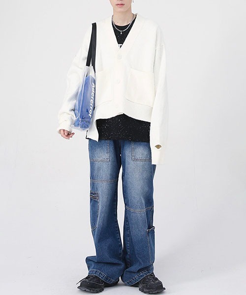 「WESTBOY」 ニットカーディガン L イエロー メンズ_画像6