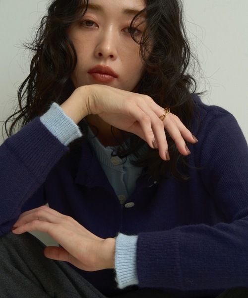 カーディガン Faux layered bi-color cardigan / フェイクレイヤード