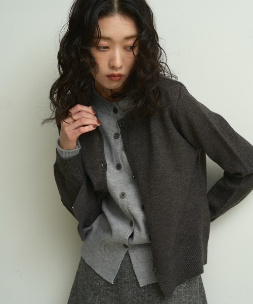 カーディガン Faux layered bi-color cardigan / フェイクレイヤード