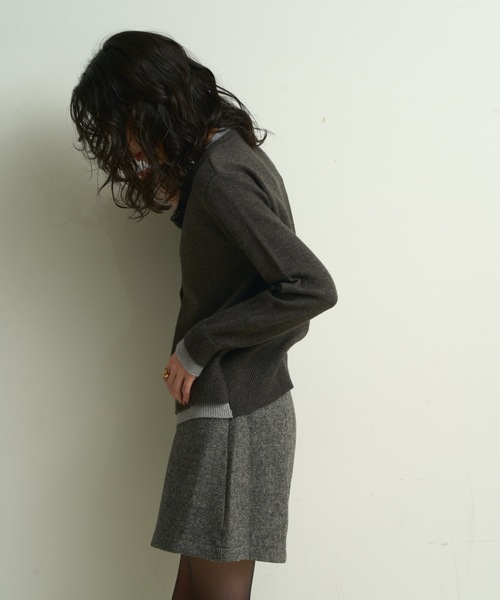 カーディガン Faux layered bi-color cardigan / フェイクレイヤード