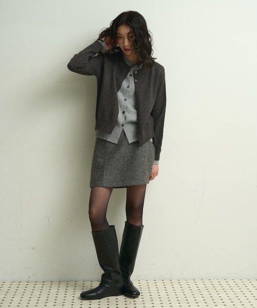 カーディガン Faux layered bi-color cardigan / フェイクレイヤード