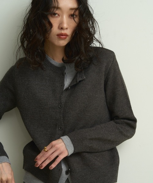 カーディガン UNDRESSED FAKE LAYERED CARDIGAN カーディガン Faux layered bi-color cardigan / フェイクレイヤード