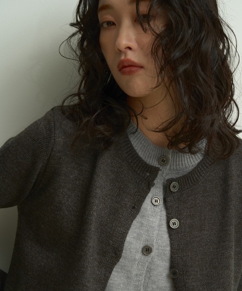 カーディガン Faux layered bi-color cardigan / フェイクレイヤード