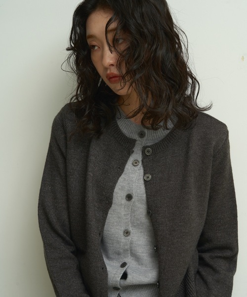 カーディガン Faux layered bi-color cardigan / フェイクレイヤード