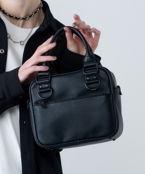 【新品未使用】ASSOV ハンドバック ブラック AFF AIVER ボストンバッグ スクエアミニボストンバッグ メンズ