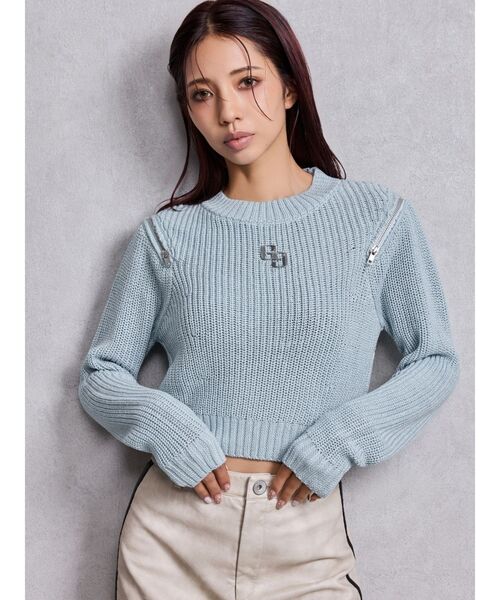 GYDA♥︎ゆるニット トップス GYDA（ジェイダ） ニット セーター GG ZIP designラメニットトップス