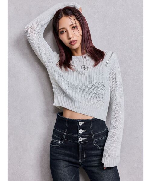 GYDA（ジェイダ） ニット セーター GG ZIP designラメニットトップス