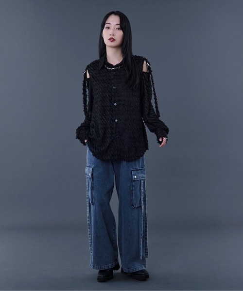 「Ellno Loset」 長袖シャツ SMALL ブラック メンズ_画像2