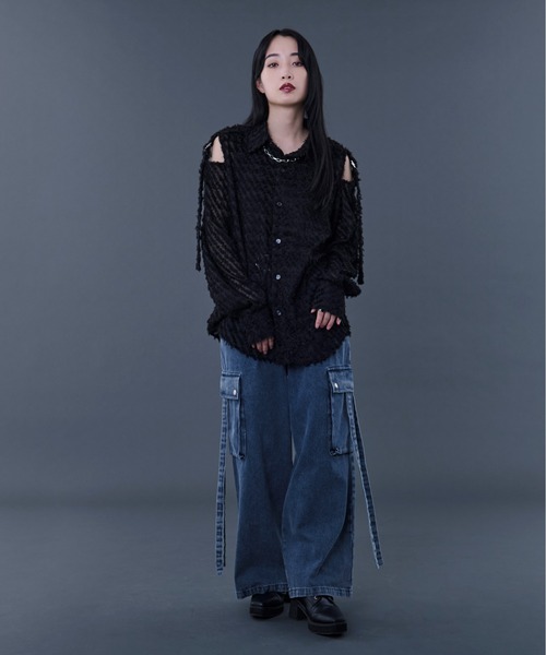 「Ellno Loset」 長袖シャツ SMALL ブラック メンズ_画像3