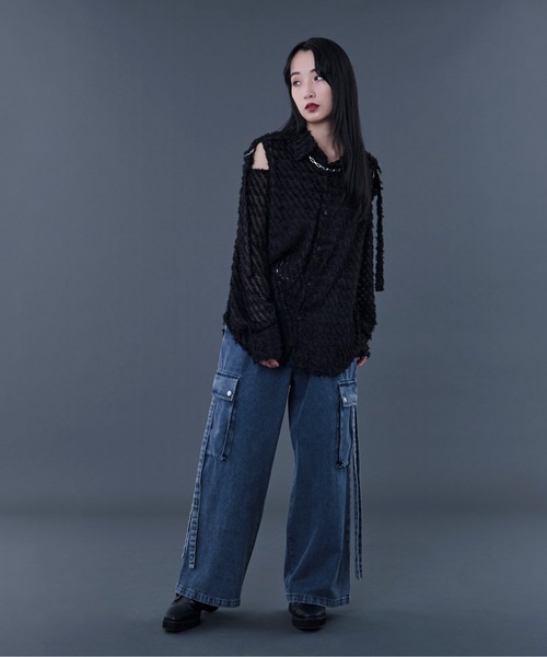 「Ellno Loset」 長袖シャツ SMALL ブラック メンズ_画像4