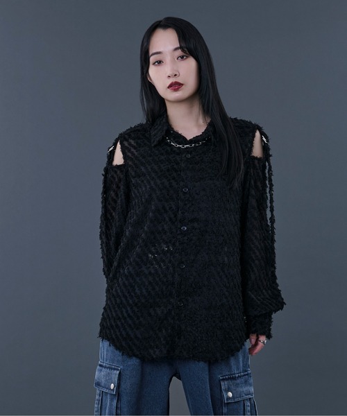 「Ellno Loset」 長袖シャツ SMALL ブラック メンズ_画像5