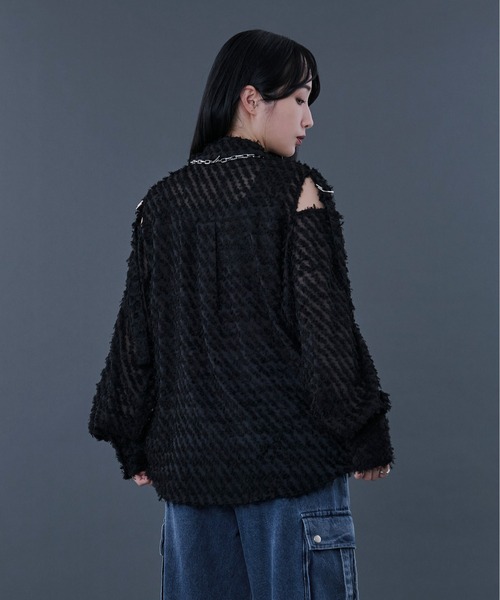「Ellno Loset」 長袖シャツ SMALL ブラック メンズ_画像9