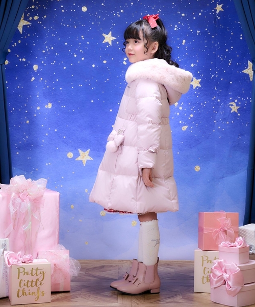 mezzo piano ダウン アウター チャームつき ロングダウン キッズ 子供 