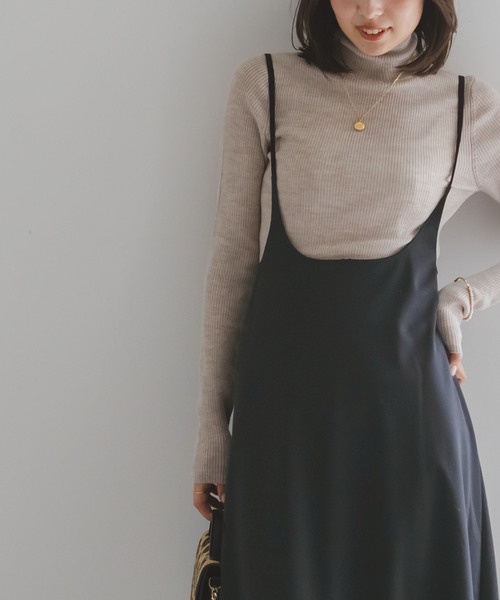 「NOBLE」 キャミソールワンピース 38 ベージュ レディース_画像3