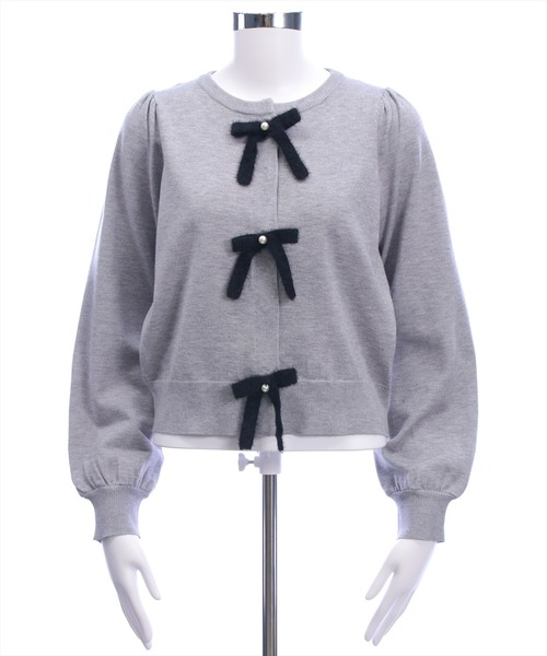 clear ニット セーター 配色リボンニットトップス「バレエコア