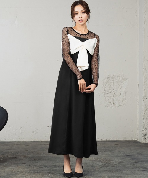 GIRL DRESS FOR NOW ドレス ビッグリボン ドレス シアー レース 結婚式