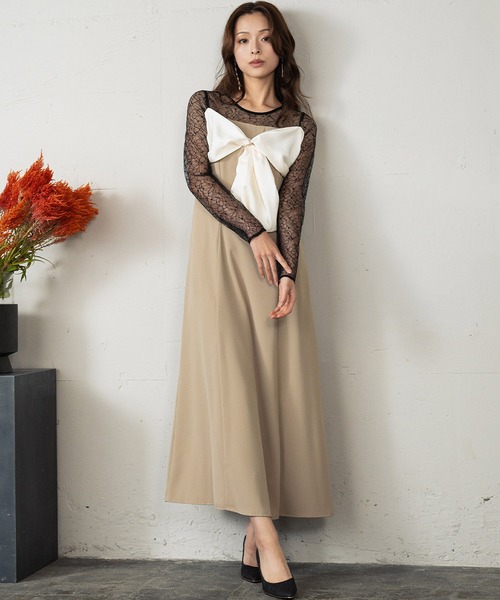 GIRL DRESS FOR NOW ドレス ビッグリボン ドレス シアー レース 結婚式