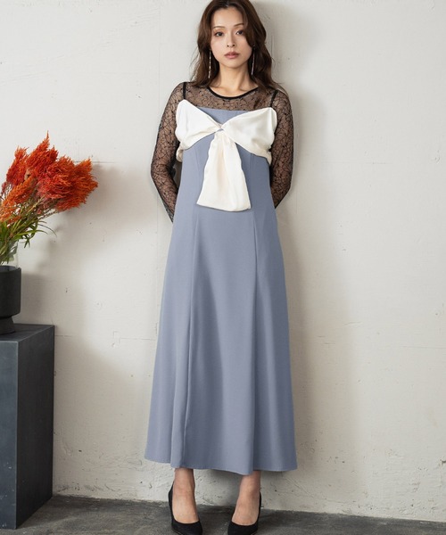 GIRL DRESS FOR NOW ドレス ビッグリボン ドレス シアー レース 結婚式