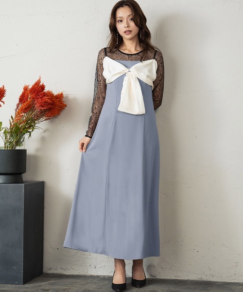 GIRL DRESS FOR NOW ドレス ビッグリボン ドレス シアー レース 結婚式