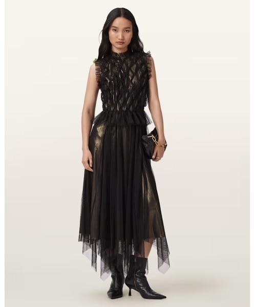 ALLSAINTS（オールセインツ） ワンピース LOLA METALLIC MIDI DRESS