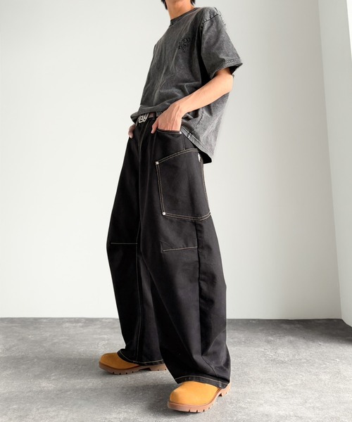 Java ワイドパンツ ジーンズ 「JaVaジャバコラボ」ショート丈トップス 