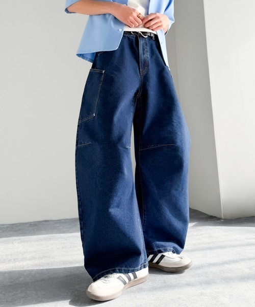 Java ワイドパンツ ジーンズ 「JaVaジャバコラボ」ショート丈トップス