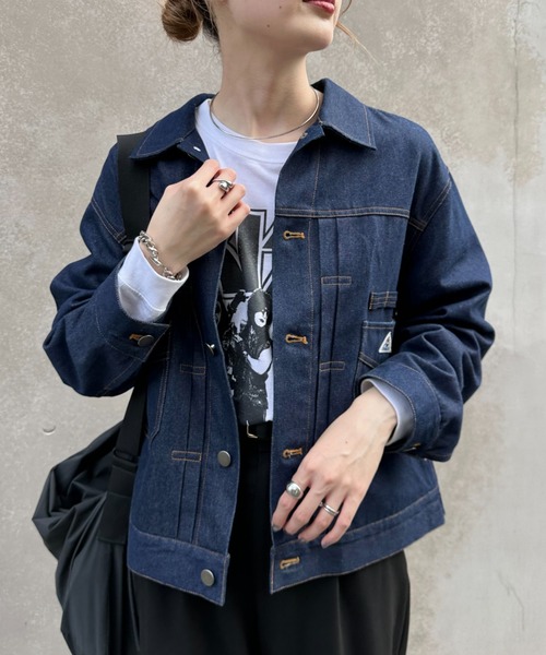 「GEVACO」 デニムジャケット MEDIUM ネイビー レディース_画像5