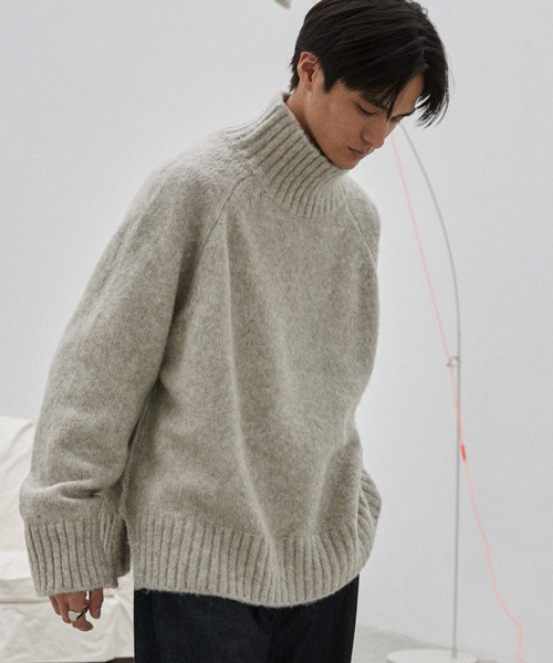 「WYM LIDNM」 長袖ニット L ライトグレー メンズ_画像3