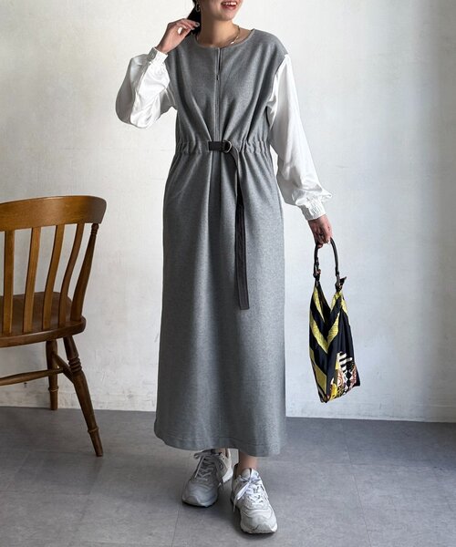 「Chez toi」 長袖ワンピース FREE ネイビー レディース_画像3