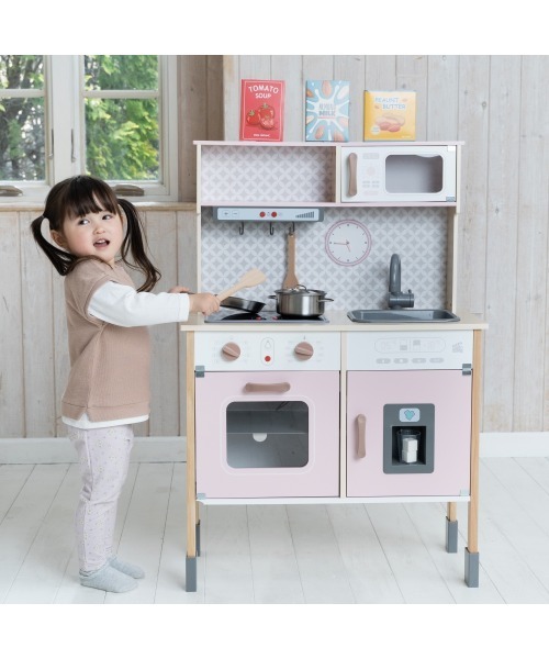 【値下げしました】トイザらス おしゃれ木製キッチン 木製おしゃれな北欧風キッチン トイザらス限定 おままごと 3歳 4歳 5歳