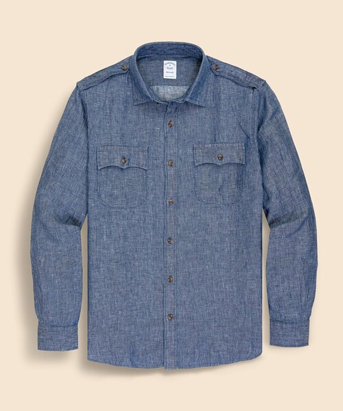 ブルークスブラザズBrookBrothers新作ダブルジャケット47300円購入 BROOKS BROTHERS（ブルックスブラザーズ） シャツ リネンツイル ダブル